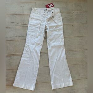 Level 99 White Flare Women's Linen Pants